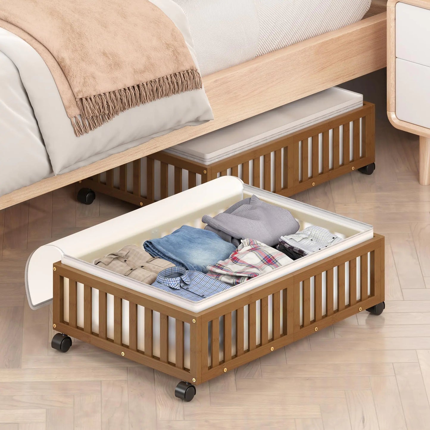 Under-Bed Storage Drawers โ 2 Pack Bamboo
