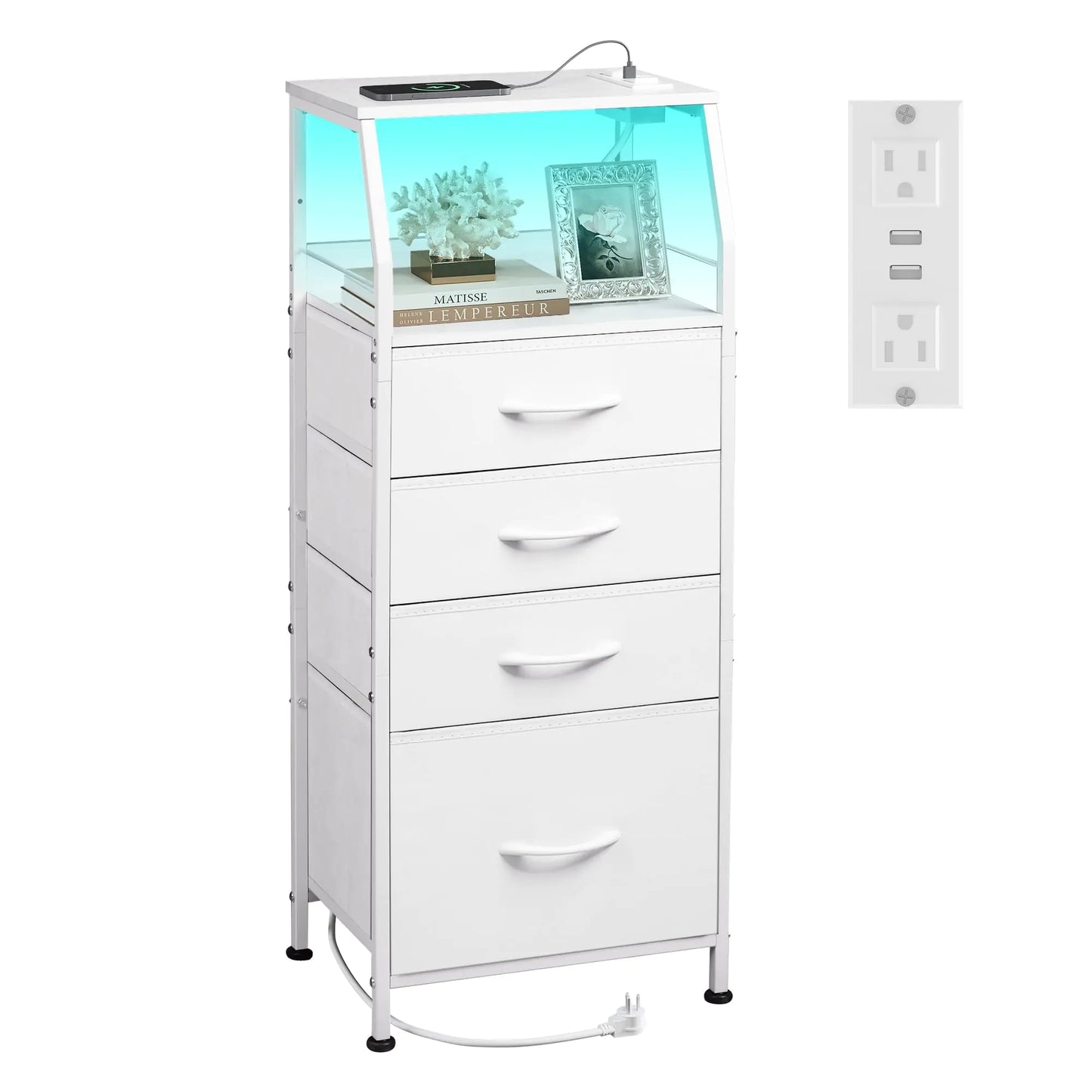 LED Nightstand with Charger Station