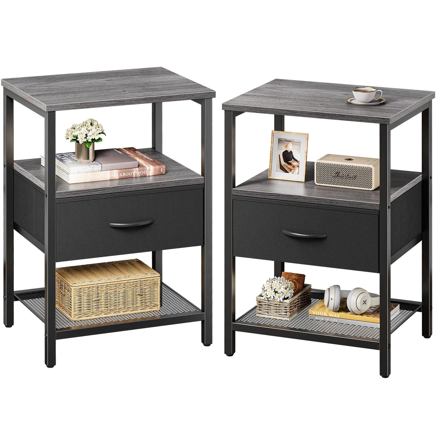 Nightstand Set of 2 — Charcoal Gray