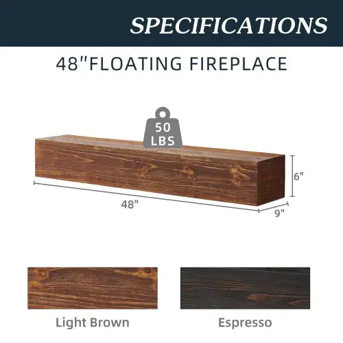 Floating Wood Mantel Shelf