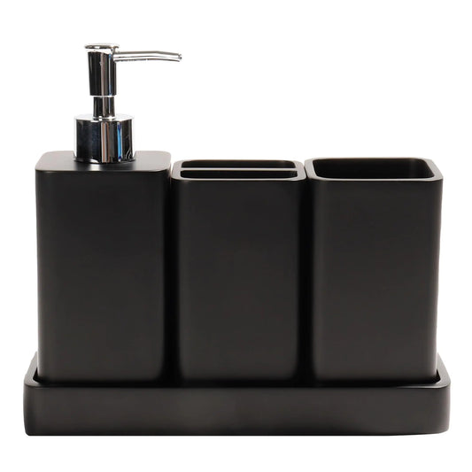 Bathroom Accessories Set — 4 Piece Black
